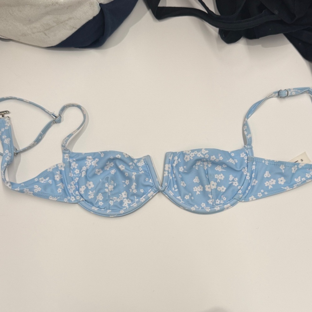Blue Floral Underwire Bra